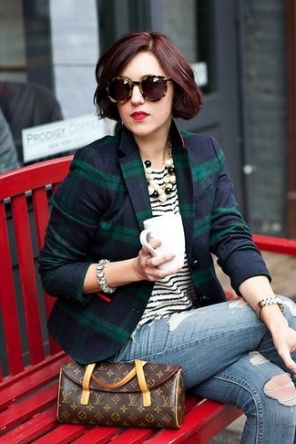 Dark Brown Leopard Sunglasses Outfits For Women: 