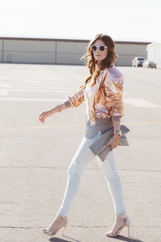 Gold Bomber Jacket Outfits For Women: 