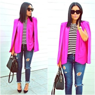Pink Cape Blazer Outfits: 