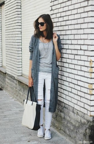 Grey Knit Cardigan Outfits For Women: 