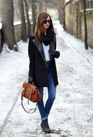 Charcoal Suede Ankle Boots Spring Outfits: 