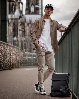 Khaki Skinny Jeans Outfits For Men: 