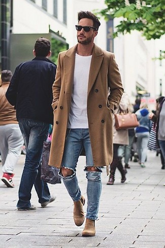 Brown Suede Chelsea Boots Outfits For Men: 
