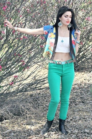 Green Skinny Jeans Outfits: 