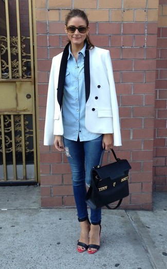 White Double Breasted Blazer Outfits For Women: 
