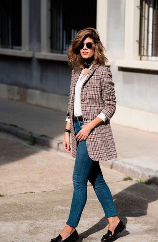 Pink Houndstooth Blazer Outfits For Women: 