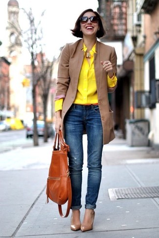 Brown Leather Pumps Outfits: 