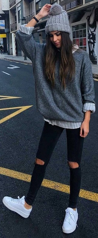 Grey Beanie Outfits For Women: 