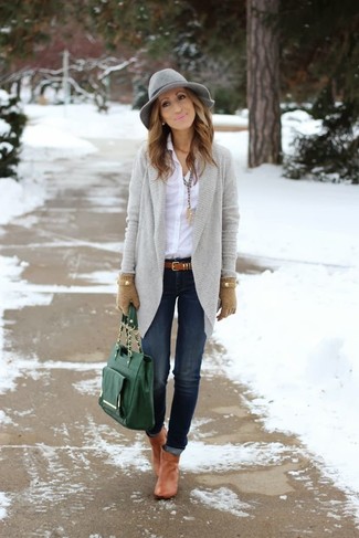 Grey Shawl Cardigan Outfits For Women: 