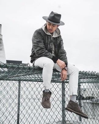 Charcoal Wool Hat Outfits For Men: 