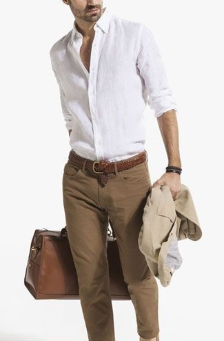 Brown Skinny Jeans Outfits For Men: 