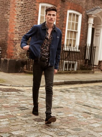Brown Skinny Jeans Outfits For Men: 