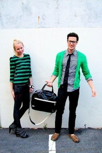Green Cardigan Outfits For Men: 