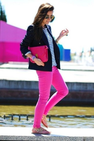 Hot Pink Skinny Jeans Outfits: 