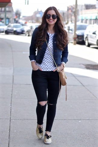Navy Denim Jacket Outfits For Women: 