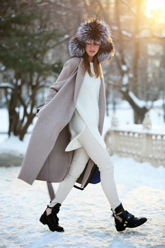 Grey Fur Hat Outfits For Women: 