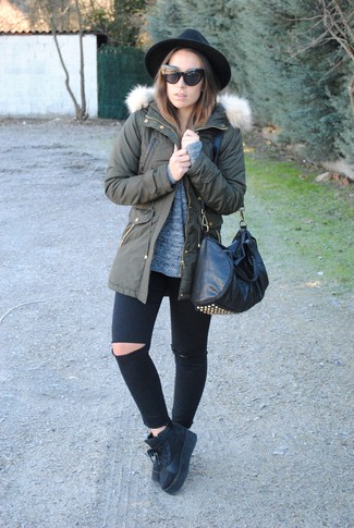 Dark Green Parka Outfits For Women: 