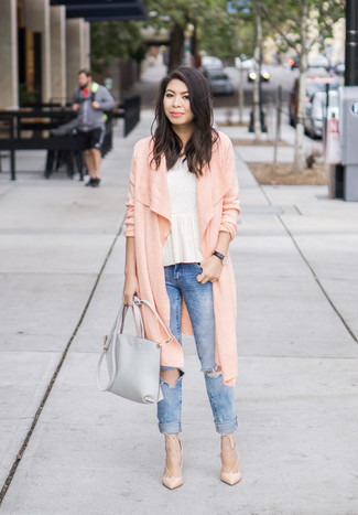 Pink Long Cardigan Outfits: 