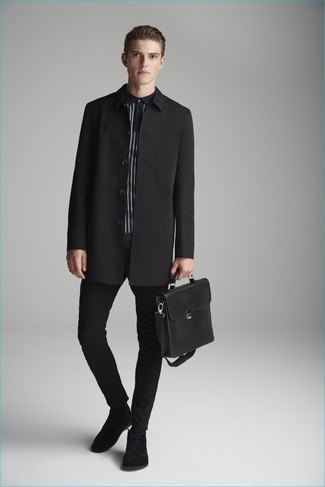Black Leather Briefcase Chill Weather Outfits: 