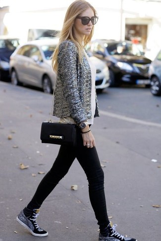 Grey Sequin Blazer Outfits For Women: 