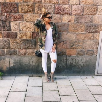 Grey Cutout Suede Ankle Boots Outfits: 