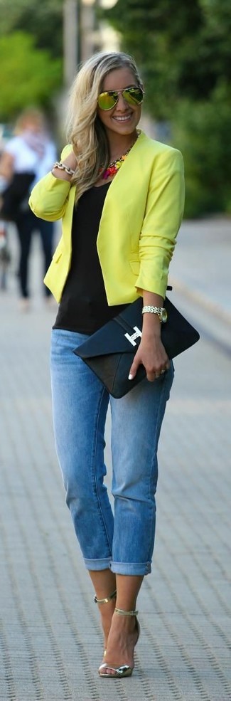 Yellow Biker Jacket Outfits For Women: 