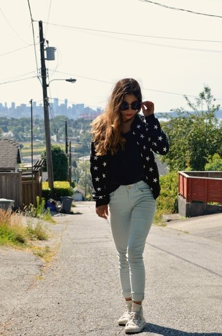 Blue Bomber Jacket Outfits For Women: 