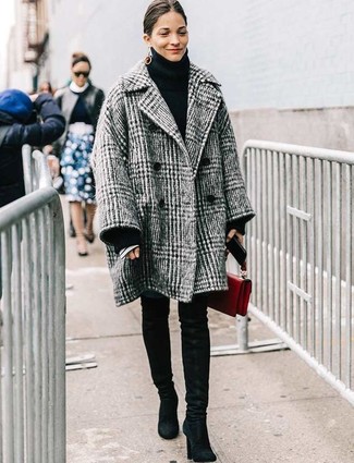 Grey Plaid Coat Smart Casual Outfits For Women: 