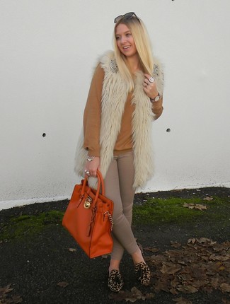 Orange Leather Tote Bag Outfits: 