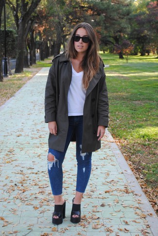 Charcoal Trenchcoat Outfits For Women: 