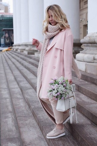 Beige Knit Scarf Outfits For Women: 
