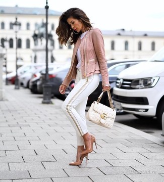 Tan Leather Pumps Outfits: 