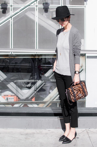 Brown Leopard Leather Satchel Bag Outfits: 