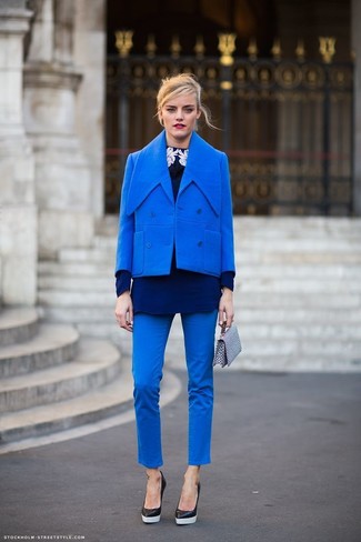 Blue Pea Coat Outfits For Women: 
