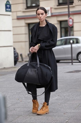 Black Canvas Duffle Bag Outfits For Women: 