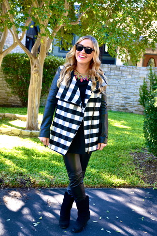 Black Suede Mid-Calf Boots Outfits: 