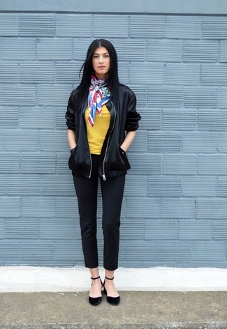 Black Bomber Jacket Outfits For Women: 