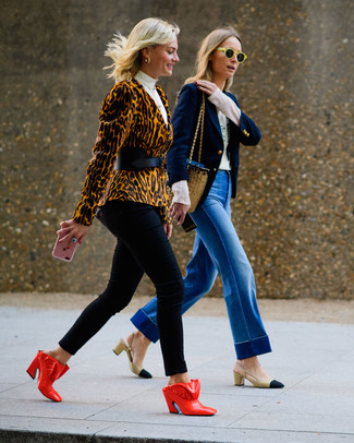 Red Leather Mules Outfits: 