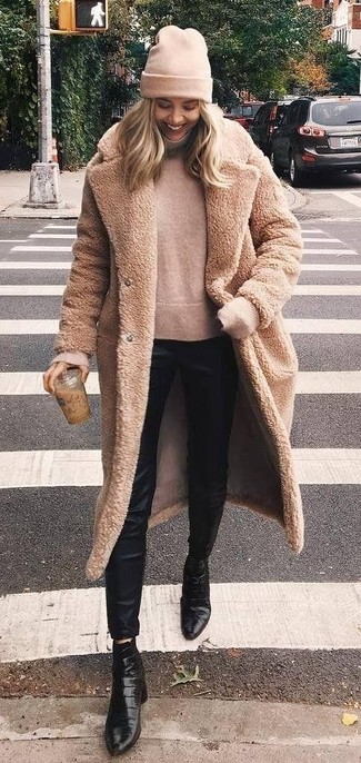 Beige Turtleneck Dressy Outfits For Women In Their 20s: 