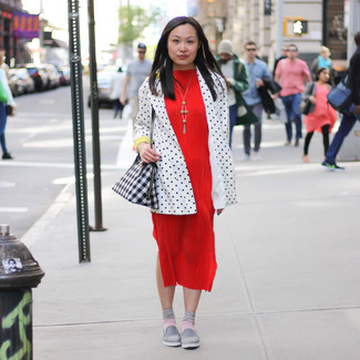 White and Black Polka Dot Blazer Outfits For Women: 