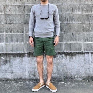 Charcoal Sweatshirt Summer Outfits For Men: 