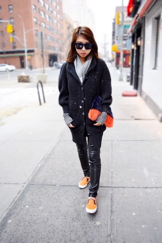 Black Chunky Cardigan Outfits For Women: 
