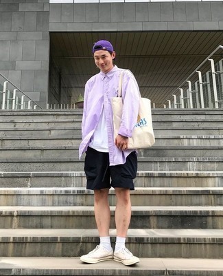 Light Violet Baseball Cap Outfits For Men: 