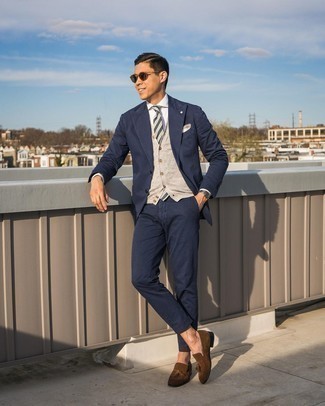 Textured Solid Two Piece Suit High Blue