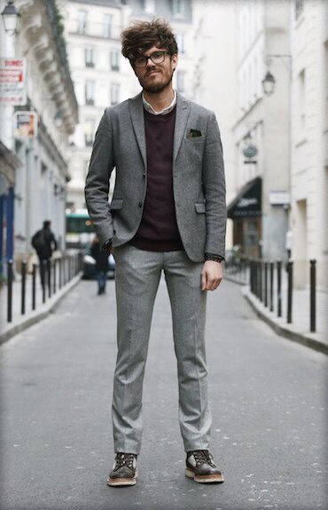 crew neck sweater with suit