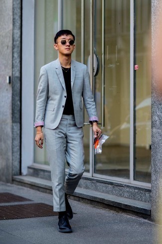 Twill Three Button Suit Grey