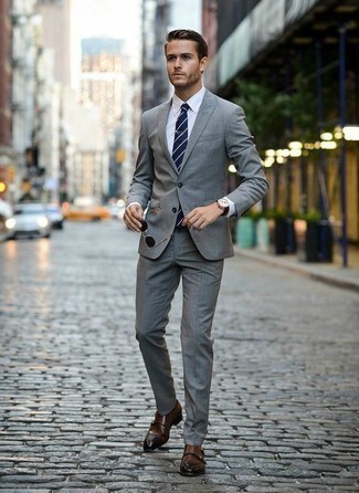 Vasser Side Vent Suit 2 Button Light Gray Long