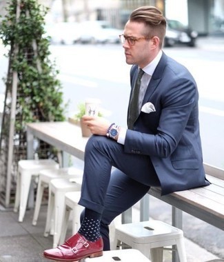 Navy Suit with Red Shoes Outfits (109 