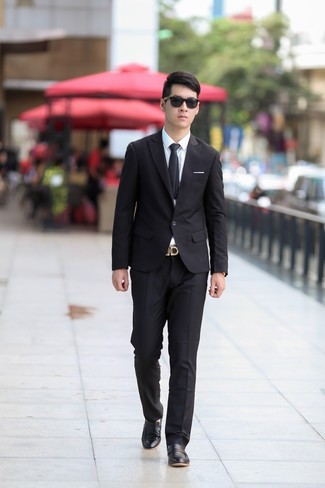 Black Slim Fit Wool Suit