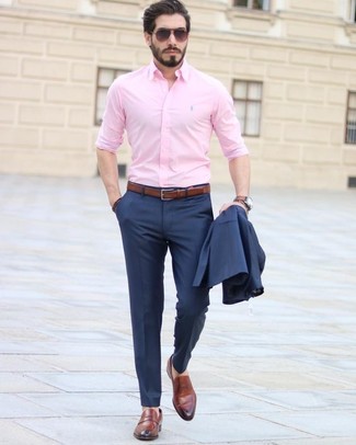 Pink Contrast Collar Cotton Shirt